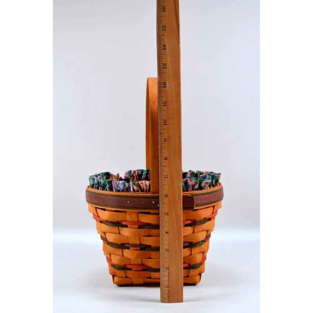 Longaberger 1996 Easter Basket Liner Egg‎ Print Cloth Plastic Protector Handle